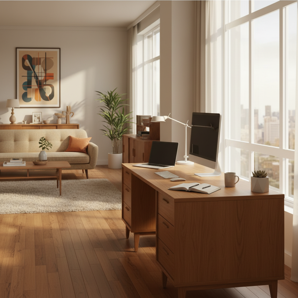Desks for remote work in modern interior designs